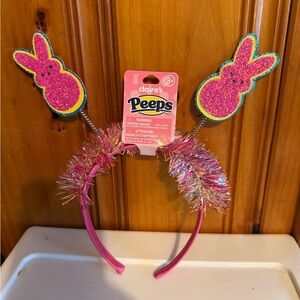 Claire's Pink Iridescent Tinsel Bunny Headband